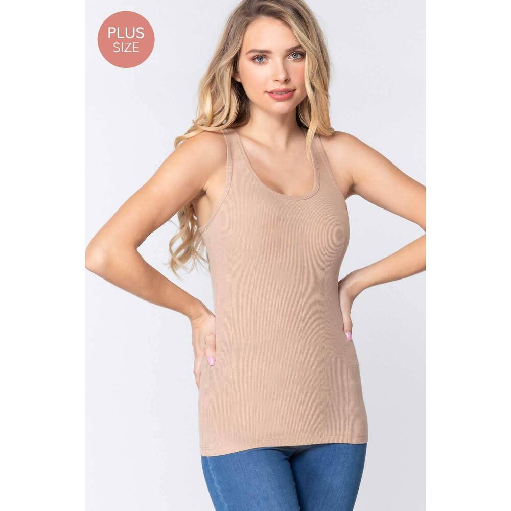 6. Plus Racer Back Rib Tank Top
